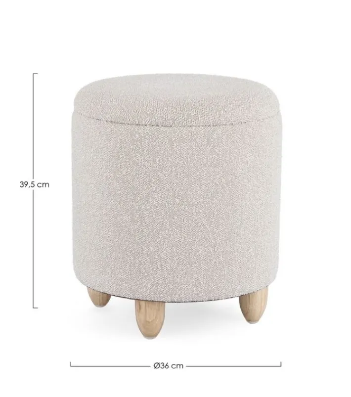 Bizzotto Pouf>SGABELLO CONTENITORE EFFETTO BOUCLE' GRIGIO CHIARO- ZENA