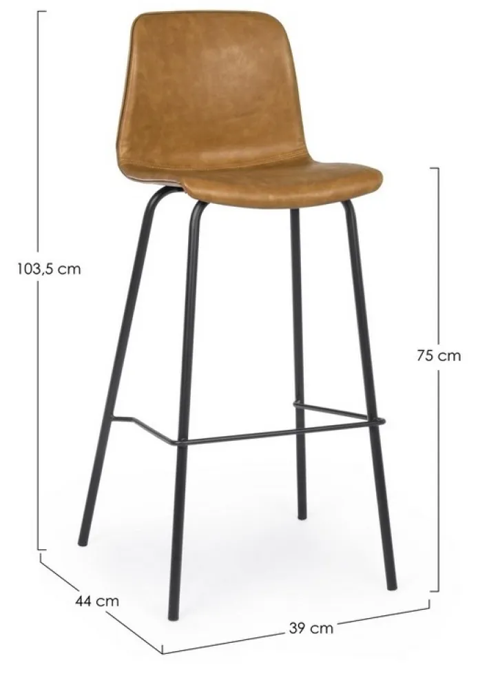 Bizzotto Sgabelli Bar>SGABELLO IN ECOPELLE COLOR CUOIO - KYRA