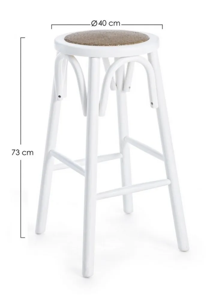 Bizzotto Sgabelli Bar>SGABELLO IN LEGNO BIANCO - CIRCLE