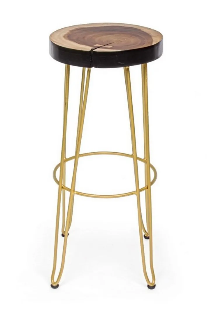 Bizzotto Sgabelli Bar>SGABELLO IN LEGNO COLOR ORO - RAKEL