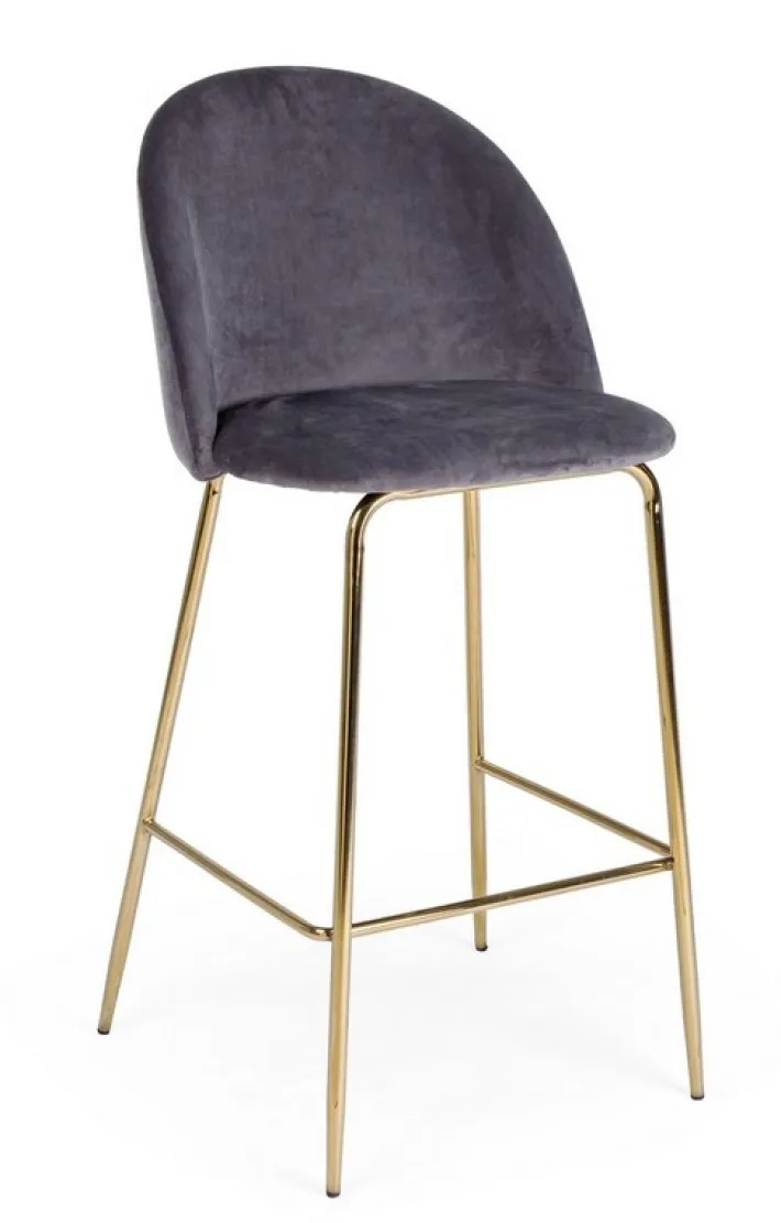 Bizzotto Sgabelli Bar>SGABELLO IN VELLUTO GRIGIO SCURO - CARRY