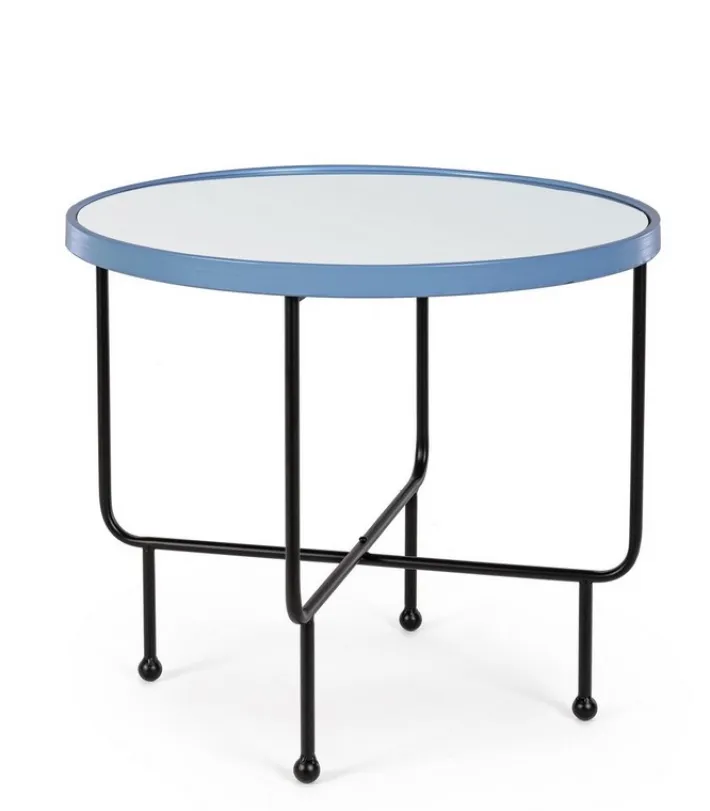 Bizzotto Tavolini>TAVOLINO IN ACCIAIO CON SPECCHIO AZZURRO - PAINTER