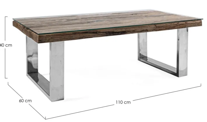 Bizzotto Tavolini>TAVOLINO IN LEGNO CON VETRO 110X60 - STANTON