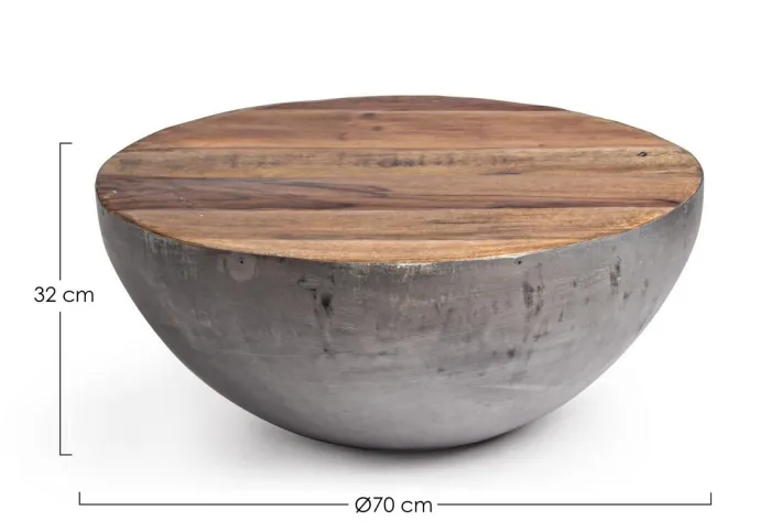 Bizzotto Tavolini>TAVOLINO IN LEGNO RICICLATO GRIGIO D70 - LANCASTER