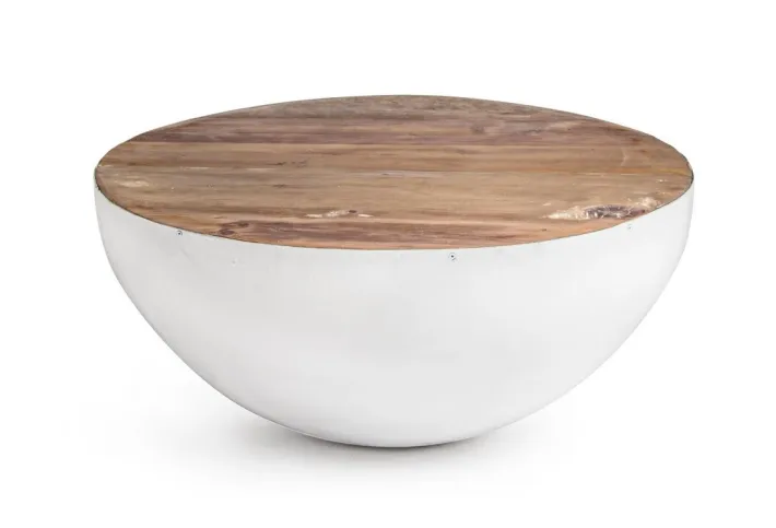Bizzotto Tavolini>TAVOLINO IN LEGNO RICICLATO BIANCO D70 - LANCASTER