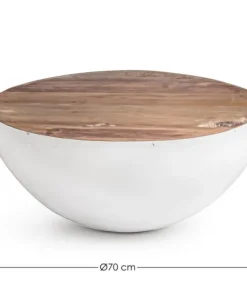 Bizzotto Tavolini>TAVOLINO IN LEGNO RICICLATO BIANCO D70 - LANCASTER
