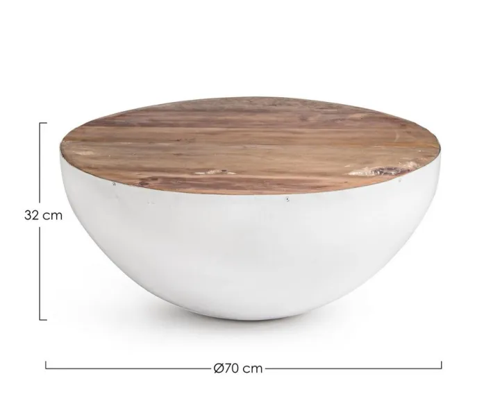 Bizzotto Tavolini>TAVOLINO IN LEGNO RICICLATO BIANCO D70 - LANCASTER