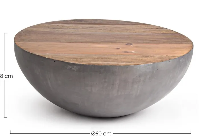 Bizzotto Tavolini>TAVOLINO IN LEGNO RICICLATO GRIGIO D90 - LANCASTER