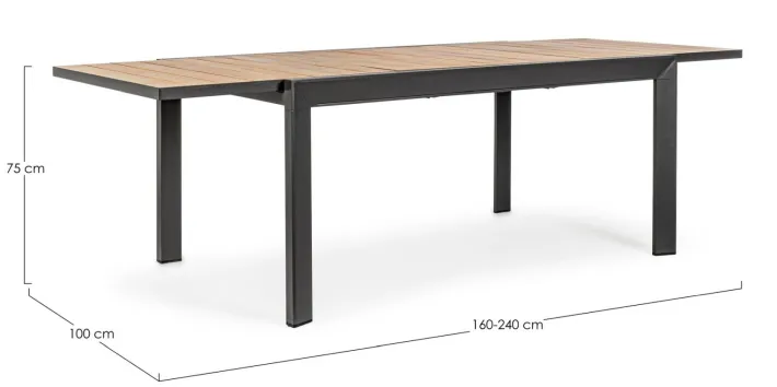Bizzotto Tavoli>TAVOLO IN ALLUMINIO 160-240X100 ANTRACITE YK13 - BELMAR