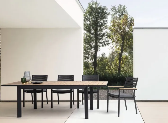 Bizzotto Tavoli>TAVOLO IN ALLUMINIO 220-340X100 ANTRACITE YK13 - BELMAR