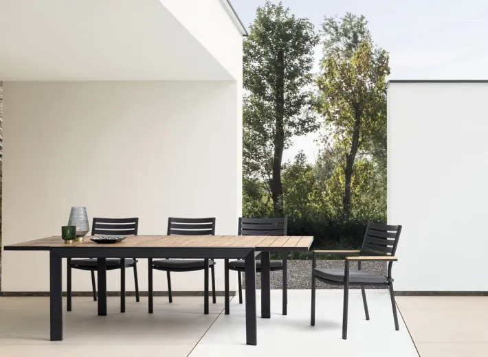 Bizzotto Tavoli>TAVOLO IN ALLUMINIO 220-340X100 ANTRACITE YK13 - BELMAR