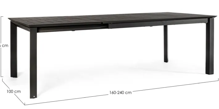 Bizzotto Tavoli>TAVOLO IN ALLUMINIO 160/240X100 ANTRACITE CX23 - KONNOR