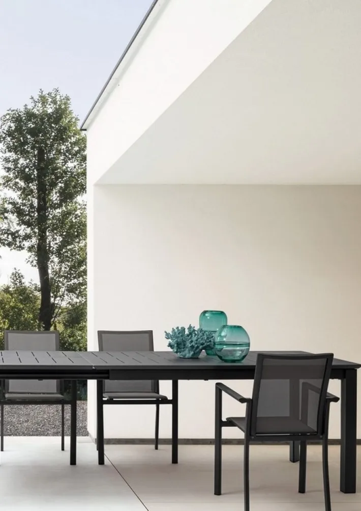 Bizzotto Tavoli>TAVOLO IN ALLUMINIO 160/240X100 ANTRACITE CX23 - KONNOR