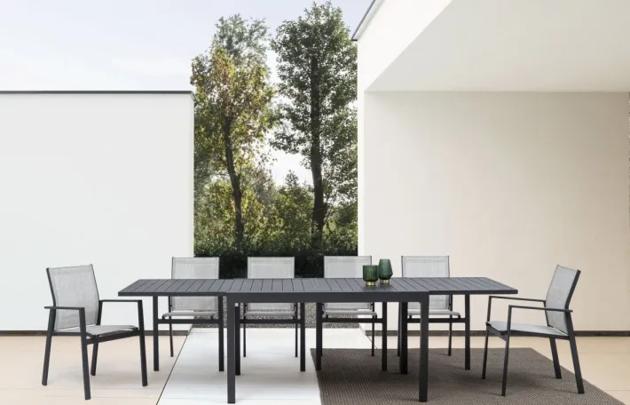Bizzotto Tavoli>TAVOLO IN ALLUMINIO 135/270X90 ANTRACITE YK13 - PELAGIUS