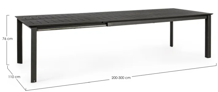 Bizzotto Tavoli>TAVOLO IN ALLUMINIO 200/300X110 ANTRACITE CX23 - KONNOR