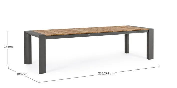 Bizzotto Tavoli>TAVOLO IN ALLUMINIO 228-294X100 ANTRACITE GK52 - CAMERON