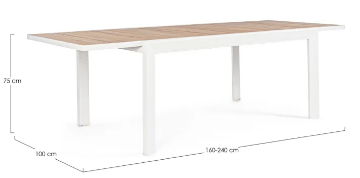Bizzotto Tavoli>TAVOLO IN ALLUMINIO 160-240X100 BIANCO YK11 - BELMAR