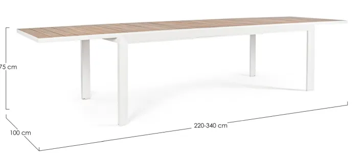 Bizzotto Tavoli>TAVOLO IN ALLUMINIO 220-340X100 BIANCO YK11 - BELMAR