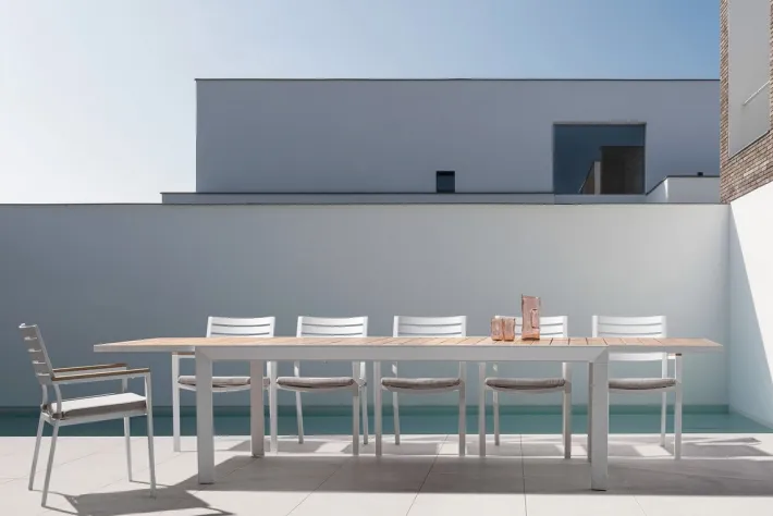 Bizzotto Tavoli>TAVOLO IN ALLUMINIO 220-340X100 BIANCO YK11 - BELMAR