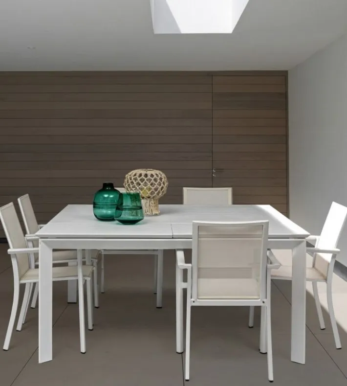 Bizzotto Tavoli>TAVOLO IN ALLUMINIO 110/160X160 BIANCO CX21 - KONNOR