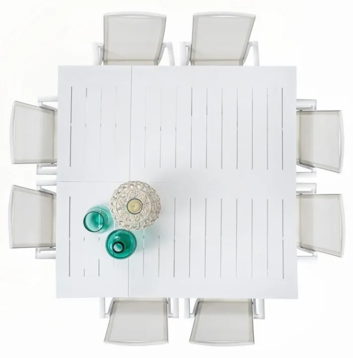 Bizzotto Tavoli>TAVOLO IN ALLUMINIO 110/160X160 BIANCO CX21 - KONNOR