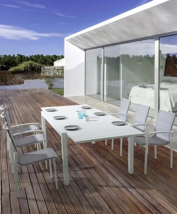Bizzotto Tavoli>TAVOLO IN ALLUMINIO 83/166X80 BIANCO YK11 - PELAGIUS