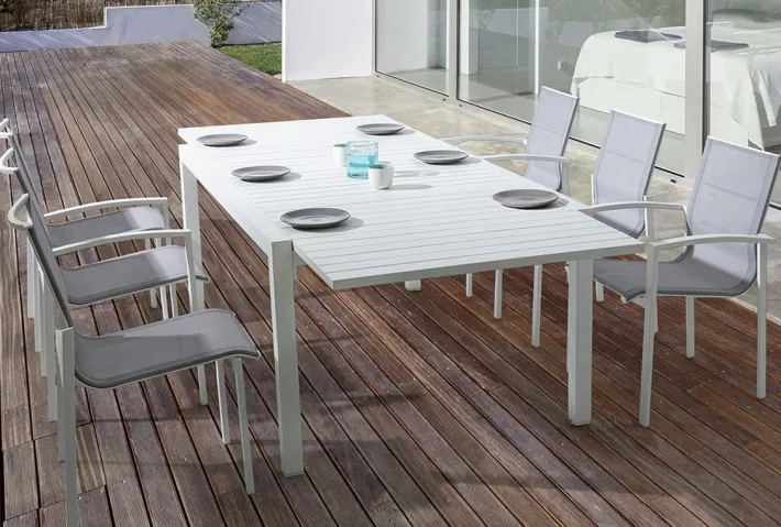 Bizzotto Tavoli>TAVOLO IN ALLUMINIO 83/166X80 BIANCO YK11 - PELAGIUS