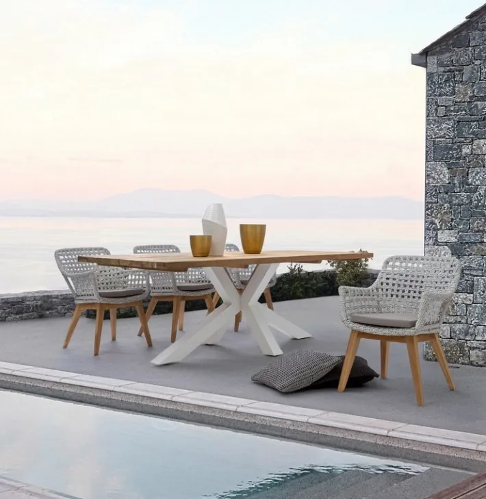 Bizzotto Tavoli>TAVOLO IN TEAK RICICLATO BIANCO PM01 - RAMSEY