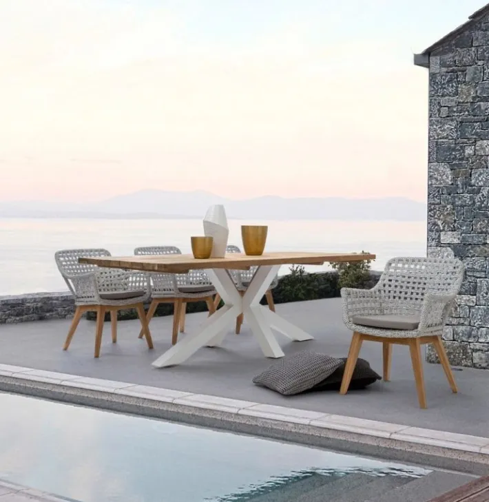 Bizzotto Tavoli>TAVOLO IN TEAK RICICLATO BIANCO PM01 - RAMSEY