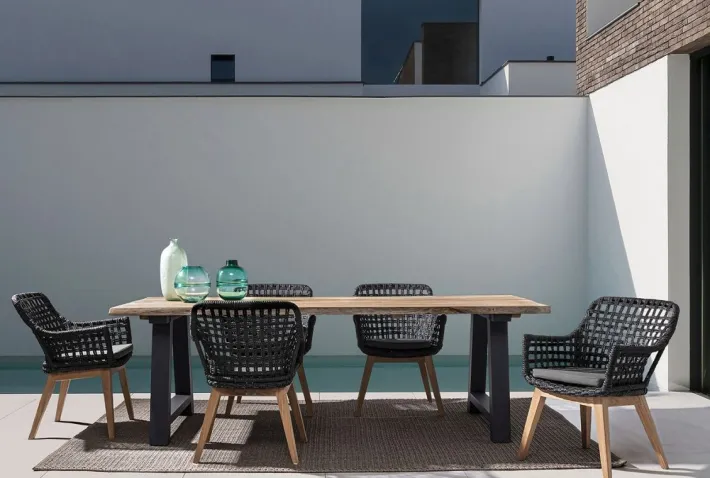 Bizzotto Tavoli>TAVOLO IN TEAK RICICLATO ANTARCITE AM03 - ROLLAND