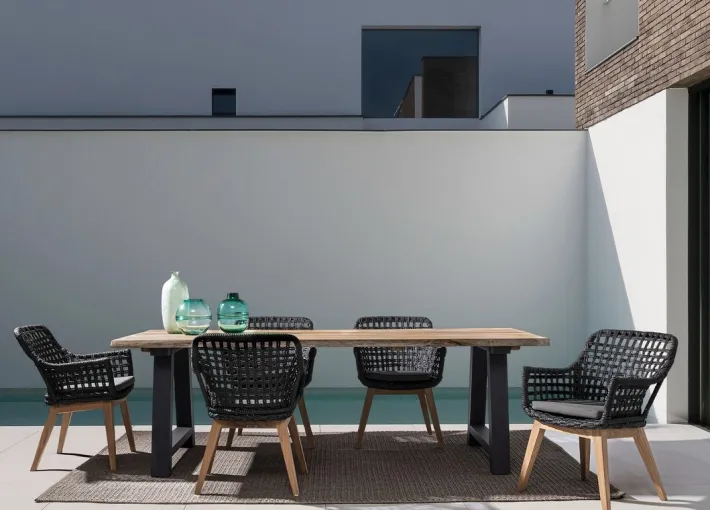 Bizzotto Tavoli>TAVOLO IN TEAK RICICLATO ANTARCITE AM03 - ROLLAND