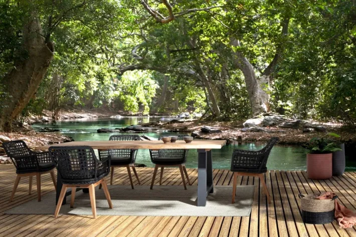 Bizzotto Tavoli>TAVOLO IN TEAK RICICLATO ANTARCITE AM03 - ROLLAND