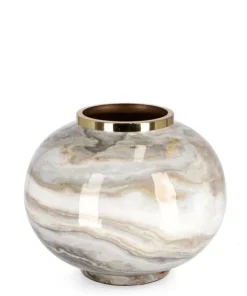 Bizzotto Coprivasi>VASO MARSHA BOMB BIANCO GRIGIO ORO H25