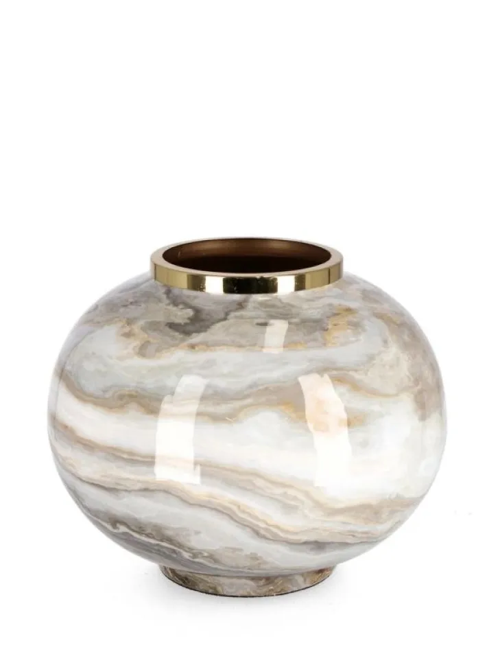 Bizzotto Coprivasi>VASO MARSHA BOMB BIANCO GRIGIO ORO H25