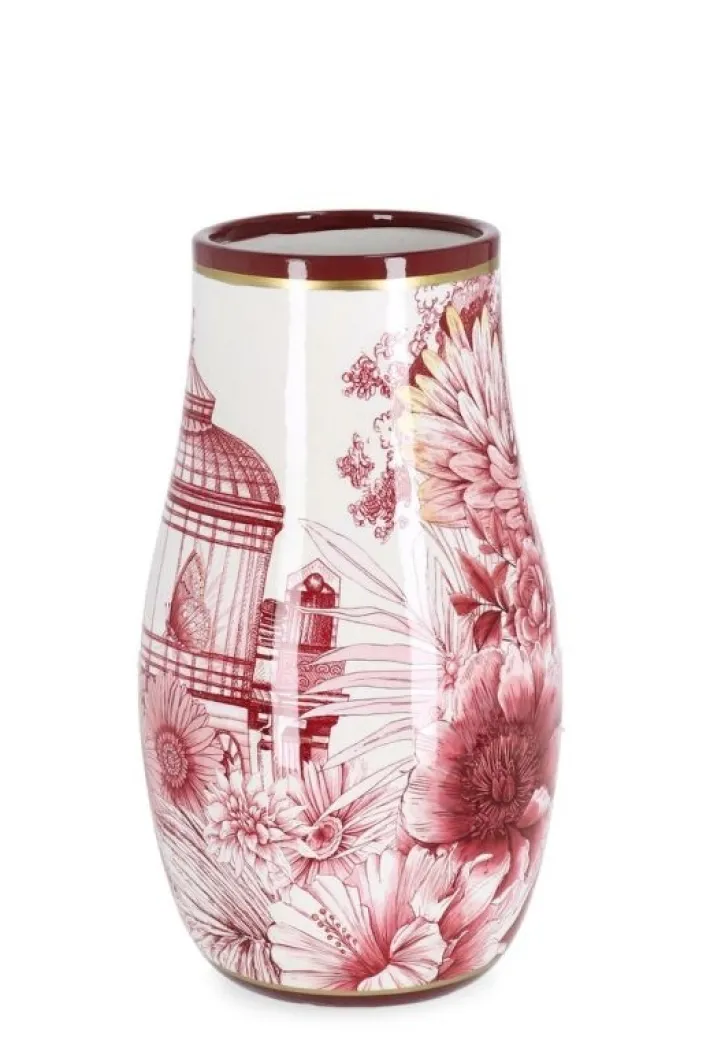 Bizzotto Vasi>VASO ZHEN BOMB ROSSO BIANCO ORO H26